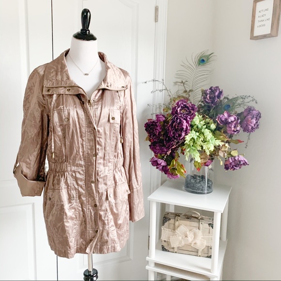 Just B Jackets & Blazers - Just B Taupe Satin Utility Jacket